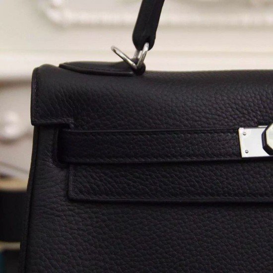 Replica Borsa Kelly Hermes 28cm 32cm Nero Pelle Clemence Borsa Kelly Hermes 28cm 32cm Nero Pelle Clemence imitazioni perfette