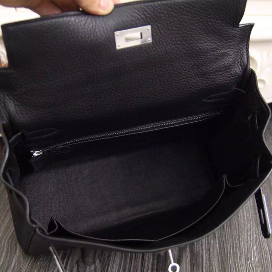 Replica Borsa Kelly Hermes 28cm 32cm Nero Pelle Clemence Borsa Kelly Hermes 28cm 32cm Nero Pelle Clemence imitazioni perfette