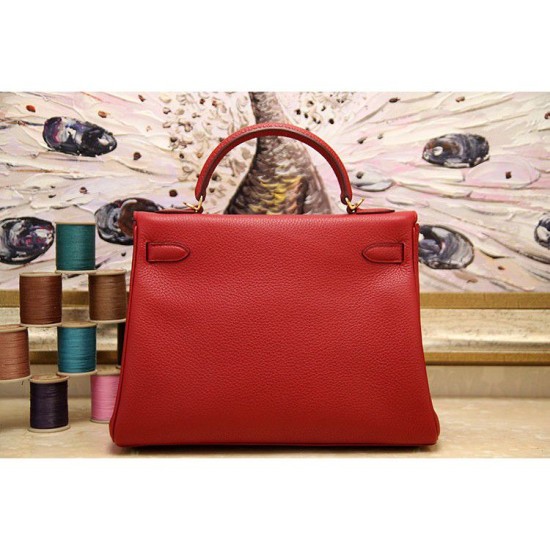 Replica Borsa Kelly Hermes 28cm 32cm Rosso Pelle Clemence Borsa Kelly Hermes 28cm 32cm Rosso Pelle Clemence imitazioni perfette