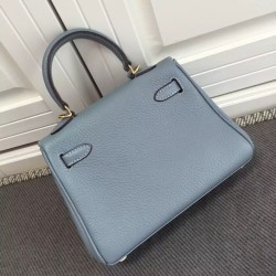 Replica Hermes Kelly 25CM Borsa Blu Lake Clemence Pelle Hermes Kelly 25CM Borsa Blu Lake Clemence Pelle imitazioni perfette