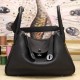 Riproduzione Fedele Hermes Lindy 26cm 30cm 34cm Borsa in pelle nera imitazioni Replica Alta Qualità Hermes Lindy 26cm 30cm 34cm Borsa in pelle nera