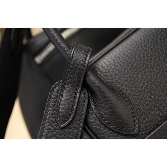 Riproduzione Fedele Hermes Lindy 26cm 30cm 34cm Borsa in pelle nera imitazioni Replica Alta Qualità Hermes Lindy 26cm 30cm 34cm Borsa in pelle nera
