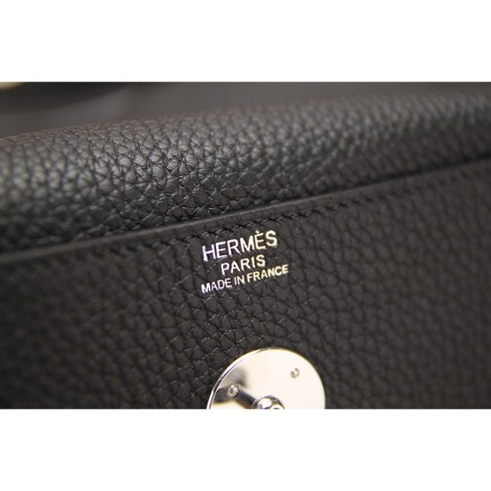 Riproduzione Fedele Hermes Lindy 26cm 30cm 34cm Borsa in pelle nera imitazioni Replica Alta Qualità Hermes Lindy 26cm 30cm 34cm Borsa in pelle nera