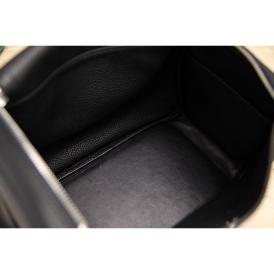 Riproduzione Fedele Hermes Lindy 26cm 30cm 34cm Borsa in pelle nera imitazioni Replica Alta Qualità Hermes Lindy 26cm 30cm 34cm Borsa in pelle nera
