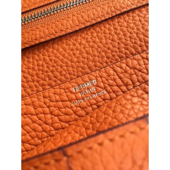 Replica perfette Hermes Bearn Portafoglio in pelle arancione