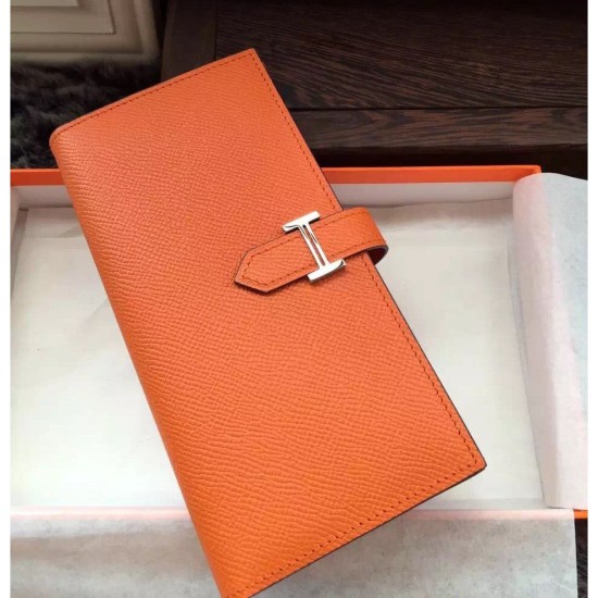 Replica Hermes Bearn Portafoglio in pelle arancione Epsom Imitazioni Replica perfette Hermes Bearn Portafoglio in pelle arancione Epsom