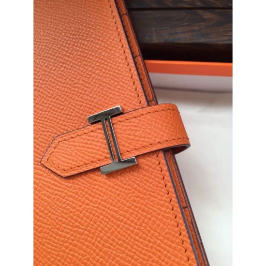 Replica Hermes Bearn Portafoglio in pelle arancione Epsom Imitazioni Replica perfette Hermes Bearn Portafoglio in pelle arancione Epsom
