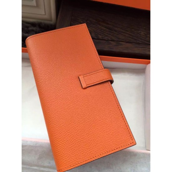 Replica Hermes Bearn Portafoglio in pelle arancione Epsom Imitazioni Replica perfette Hermes Bearn Portafoglio in pelle arancione Epsom