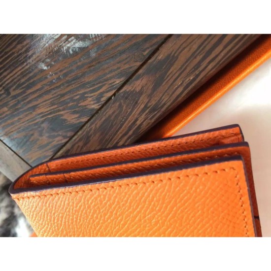 Replica Hermes Bearn Portafoglio in pelle arancione Epsom Imitazioni Replica perfette Hermes Bearn Portafoglio in pelle arancione Epsom
