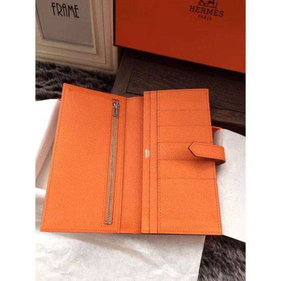 Replica Hermes Bearn Portafoglio in pelle arancione Epsom Imitazioni Replica perfette Hermes Bearn Portafoglio in pelle arancione Epsom