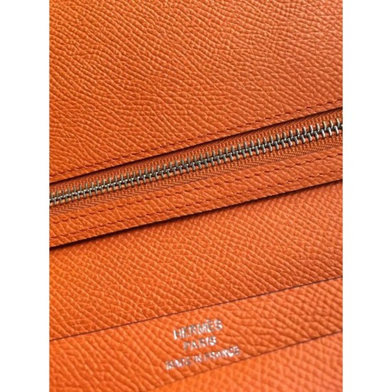 Replica Hermes Bearn Portafoglio in pelle arancione Epsom Imitazioni Replica perfette Hermes Bearn Portafoglio in pelle arancione Epsom