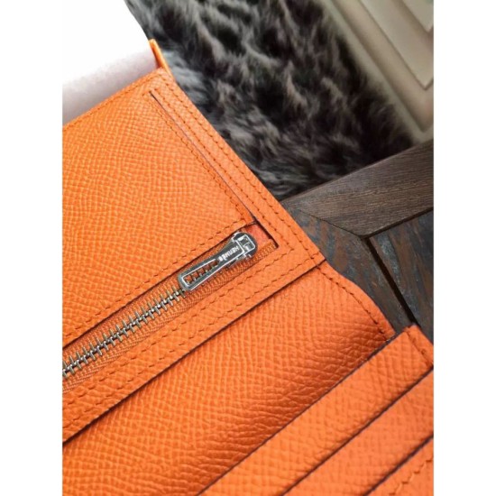Replica Hermes Bearn Portafoglio in pelle arancione Epsom Imitazioni Replica perfette Hermes Bearn Portafoglio in pelle arancione Epsom