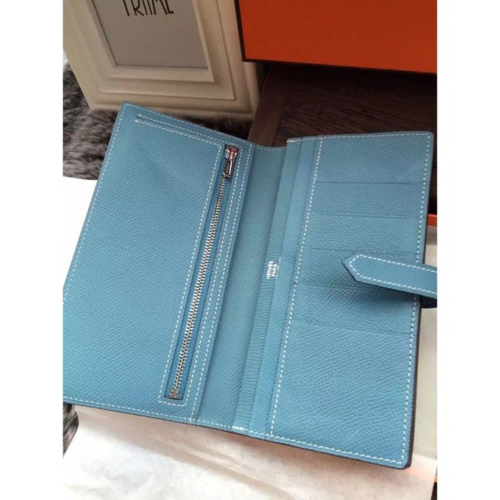 Replica Borsa Hermes Bearn Portafoglio in pelle blu Jean Epsom Imitazioni Replica Perfette BorsaHermes Bearn Portafoglio in pelle blu Jean Epsom