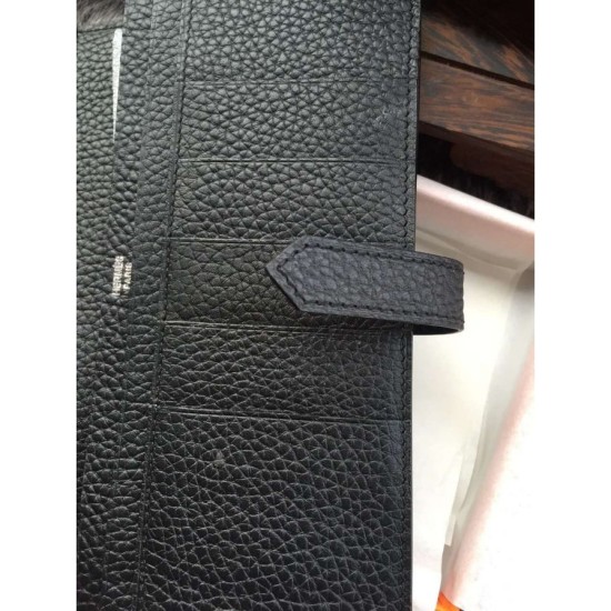 Replica Hermes Bearn Portafoglio in pelle nera Imitazioni Replica perfette Hermes Bearn Portafoglio in pelle nera