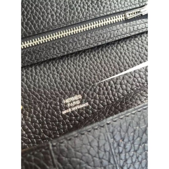 Replica Hermes Bearn Portafoglio in pelle nera Imitazioni Replica perfette Hermes Bearn Portafoglio in pelle nera