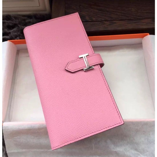 Replica perfette di alta qualit&agrave; Hermes Bearn Portafoglio in pelle rosa Epsom