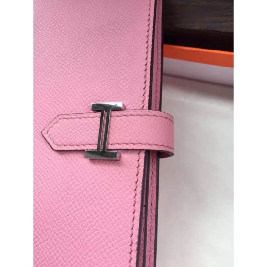 Replica perfette di alta qualit&agrave; Hermes Bearn Portafoglio in pelle rosa Epsom