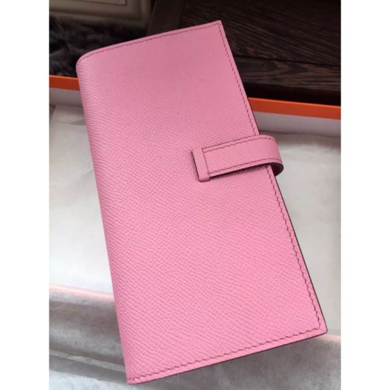 Replica perfette di alta qualit&agrave; Hermes Bearn Portafoglio in pelle rosa Epsom