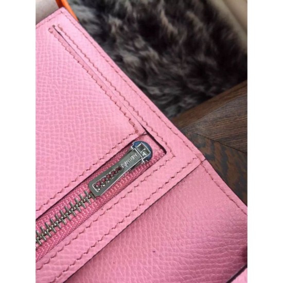 Replica perfette di alta qualit&agrave; Hermes Bearn Portafoglio in pelle rosa Epsom