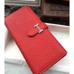 Replica perfette Alta gamma di alta qualit&agrave; Hermes Bearn Portafoglio in pelle Vermillion