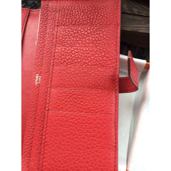 Replica Alta gamma di alta qualità Hermes Bearn Portafoglio in pelle Vermillion Imitazioni Replica perfette Alta gamma di alta qualità Hermes Bearn Portafoglio in pelle Vermillion