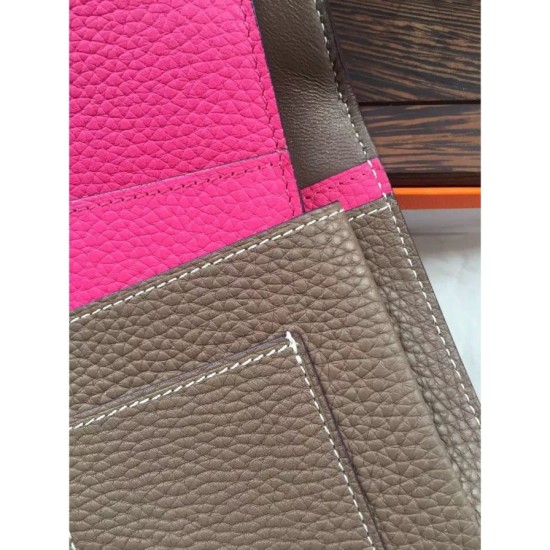 Replica Perfette BorsaHermes Bicolor Dogon Portafoglio in pelle Etain