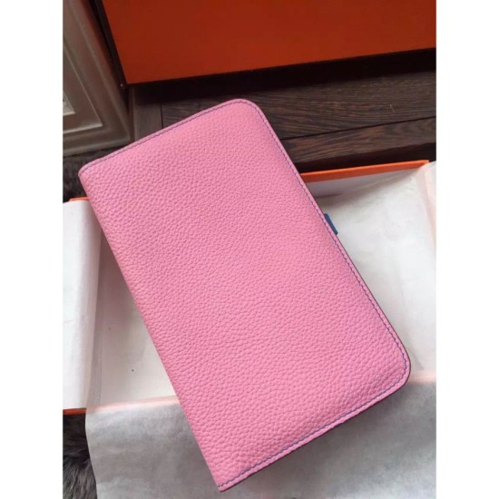 Replica Hermes Bicolor Dogon Portafoglio in pelle rosa Imitazioni Replica perfette Hermes Bicolor Dogon Portafoglio in pelle rosa