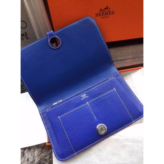 Replica Alta gamma Hermes Dogon Portafoglio blu elettrico Cuoio Imitazioni Replica perfette Alta gamma Hermes Dogon Portafoglio blu elettrico Cuoio