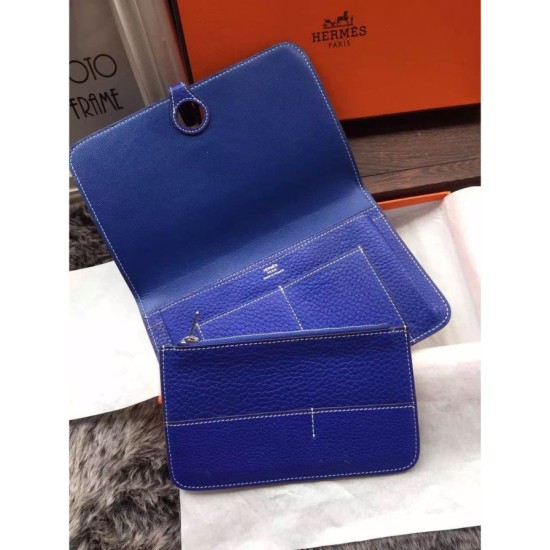 Replica Alta gamma Hermes Dogon Portafoglio blu elettrico Cuoio Imitazioni Replica perfette Alta gamma Hermes Dogon Portafoglio blu elettrico Cuoio