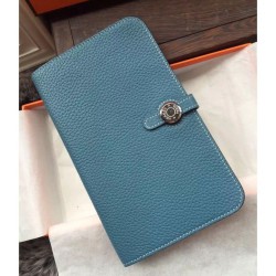 Hermes Dogon Portafoglio In Blue Jean pelle
