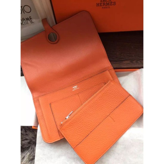 Replica di alta qualità Hermes Dogon Portafoglio in pelle arancione Imitazioni Replica perfette di alta qualità Hermes Dogon Portafoglio in pelle arancione