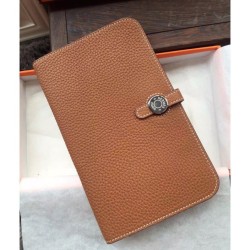 imitazione Hermes Dogon Portafoglio In pelle marrone