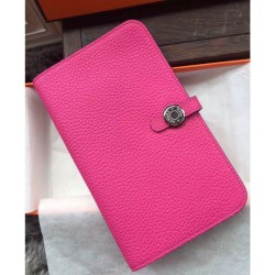 Replica perfette Pari Hermes Dogon Portafoglio in pelle Rose Tyrien