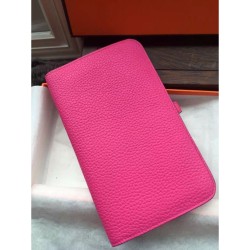 Replica perfette Pari Hermes Dogon Portafoglio in pelle Rose Tyrien