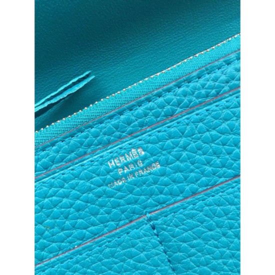 Replica Borsa Hermes Dogon Portafoglio in pelle turchese Imitazioni Replica Perfette BorsaHermes Dogon Portafoglio in pelle turchese