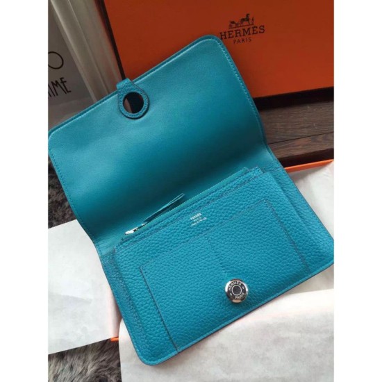 Replica Borsa Hermes Dogon Portafoglio in pelle turchese Imitazioni Replica Perfette BorsaHermes Dogon Portafoglio in pelle turchese