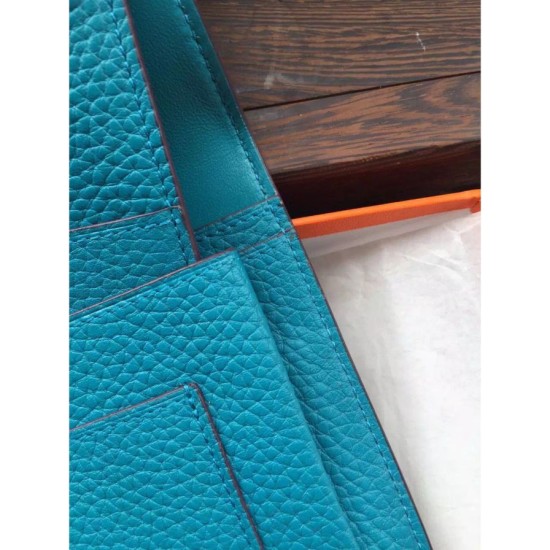 Replica Borsa Hermes Dogon Portafoglio in pelle turchese Imitazioni Replica Perfette BorsaHermes Dogon Portafoglio in pelle turchese