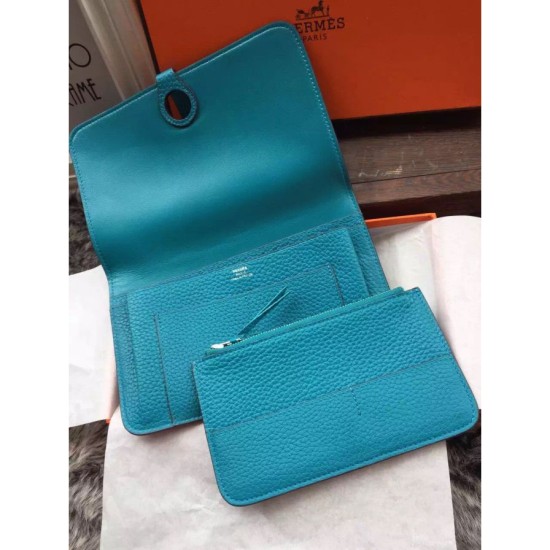 Replica Borsa Hermes Dogon Portafoglio in pelle turchese Imitazioni Replica Perfette BorsaHermes Dogon Portafoglio in pelle turchese