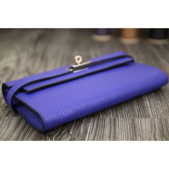 Replica Pari di alta qualità Hermes Kelly Longue Portafoglio in pelle blu elettrico Clemence Imitazioni Replica perfette Pari di alta qualità Hermes Kelly Longue Portafoglio in pelle blu elettrico Clemence