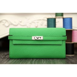 Dettagli perfetti Hermes Kelly Longue Portafoglio in pelle di bambù Clemence