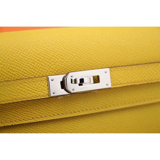 Replica Perfette Borsadi alta qualit&agrave; Hermes Kelly Longue Portafoglio in pelle gialla Epsom