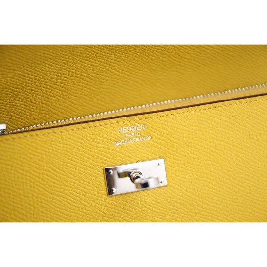 Replica Perfette Borsadi alta qualit&agrave; Hermes Kelly Longue Portafoglio in pelle gialla Epsom