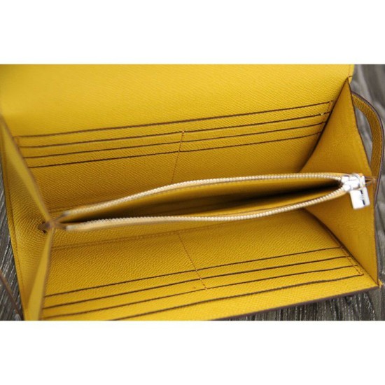 Replica Perfette Borsadi alta qualit&agrave; Hermes Kelly Longue Portafoglio in pelle gialla Epsom