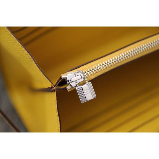 Replica Perfette Borsadi alta qualit&agrave; Hermes Kelly Longue Portafoglio in pelle gialla Epsom
