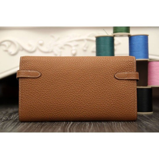 Replica Hermes Kelly Longue Portafoglio in pelle marrone Clemence Imitazioni Replica perfette Hermes Kelly Longue Portafoglio in pelle marrone Clemence