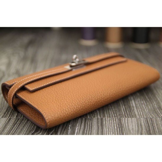 Replica Hermes Kelly Longue Portafoglio in pelle marrone Clemence Imitazioni Replica perfette Hermes Kelly Longue Portafoglio in pelle marrone Clemence