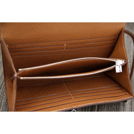 Replica Hermes Kelly Longue Portafoglio in pelle marrone Clemence Imitazioni Replica perfette Hermes Kelly Longue Portafoglio in pelle marrone Clemence