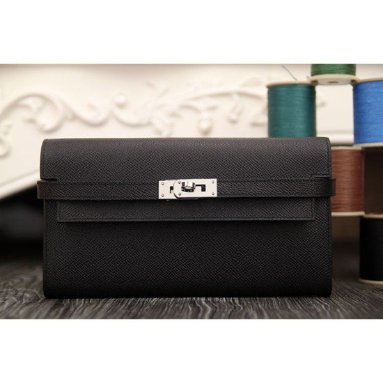 Replica Pari Hermes Kelly Longue Portafoglio in pelle nera Epsom Imitazioni Replica perfette Pari Hermes Kelly Longue Portafoglio in pelle nera Epsom