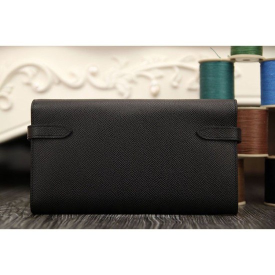 Replica Pari Hermes Kelly Longue Portafoglio in pelle nera Epsom Imitazioni Replica perfette Pari Hermes Kelly Longue Portafoglio in pelle nera Epsom