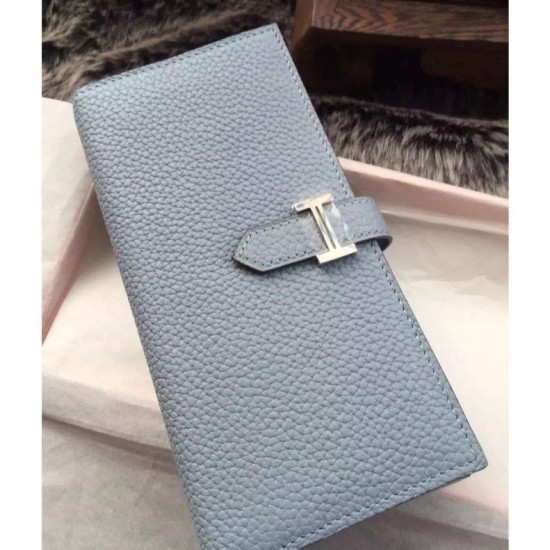 Replica Borsa imitazione Portafoglio Hermes Bearn in azzurro in pelle Imitazioni Replica Perfette Borsaimitazione Portafoglio Hermes Bearn in azzurro in pelle